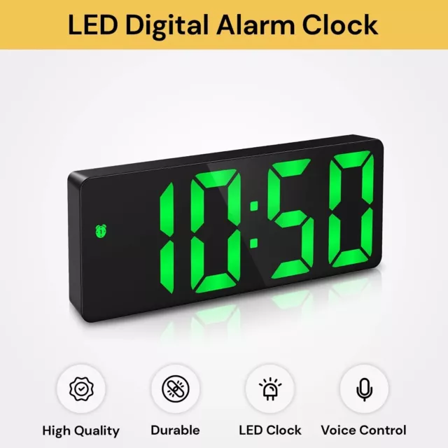 LED Digital Clock Mirror Display Snooze Alarm Temperature Time Table Desk Decor 2