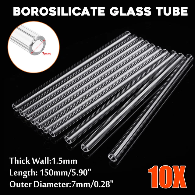 10X BOROSILICATE GLASS Blowing Tubing 6 inch Tubes 7mm OD 1.5mm Thick