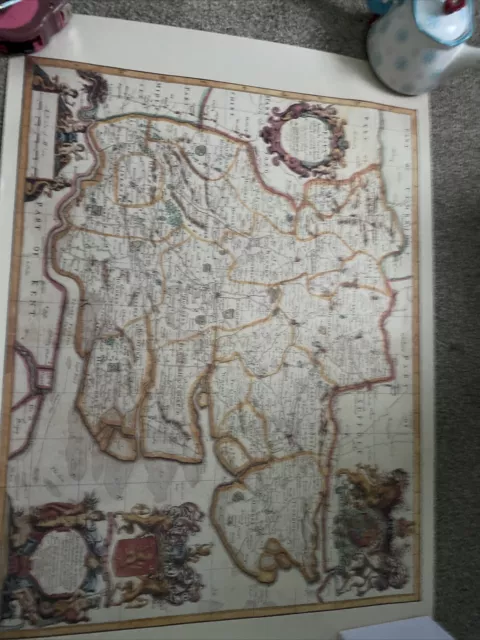 Map Of  Kent , England?1687   Reproduction