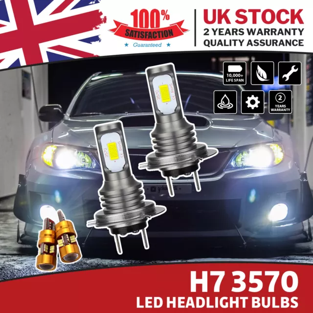 For VW Caddy MK3 2004-15 6000K White LED Low/Side Car Headlight Bulbs H7 T10 Set