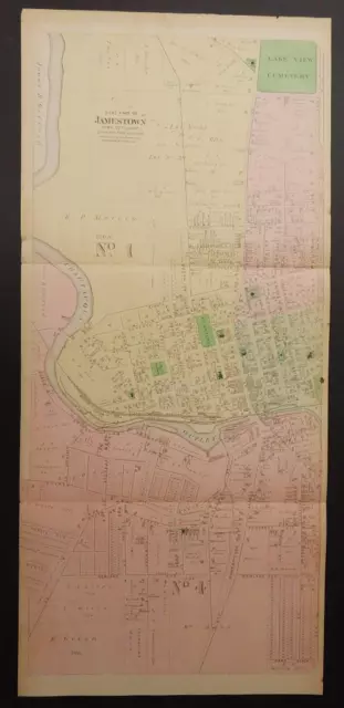 New York, Chautauqua County Map, 1881 Jamestown, Two Trifold Maps N6#21 2