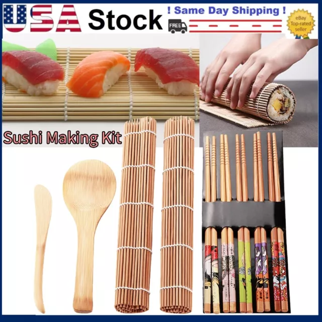 13Pcs/set Bamboo Sushi Making Kit Family Office Party Homemade Sushi Gadget  US