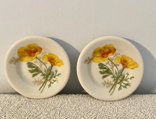 2 Atchison Topeka Santa Fe California Poppy Railroad China Butter Pats Syracuse