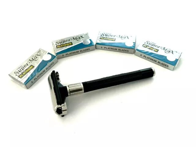 Butterfly Style Black Professional Old Fashion Safety Razor PLUS 20pcs Blades