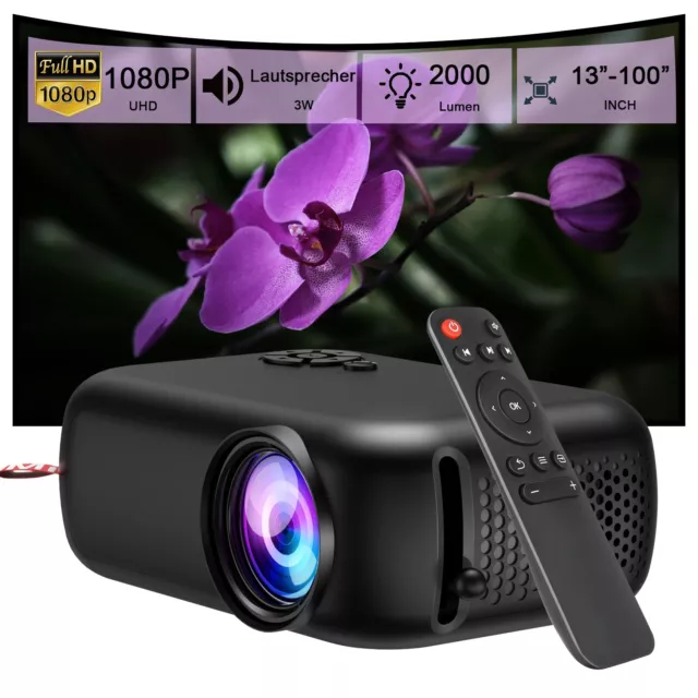 2024 Beamer LED 1080P HD Heimkino Projektor Kino Handy LCD Mini Heimprojektor DE