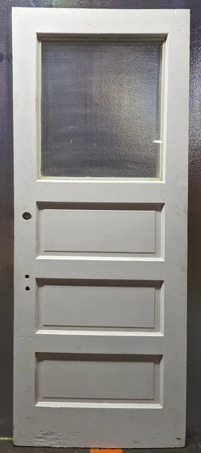 31.5"x83"x1.75" Antique Vintage SOLID Wood Wooden Entry Door Window Wavy Glass
