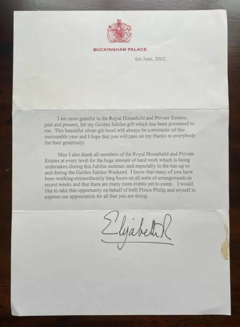 Antique Royal Thank You Jubilee Letter Signed Queen Elizabeth Buckingham Palace