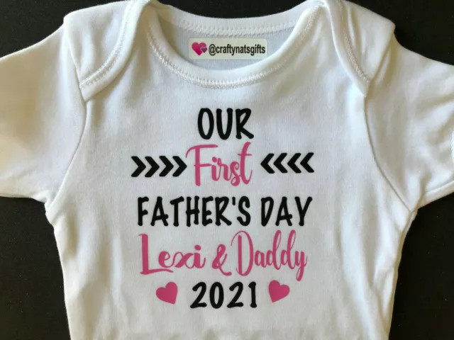 Personalised Baby Vest Grow Body Suit Born New Boy/Girls First Fathers Day Gift