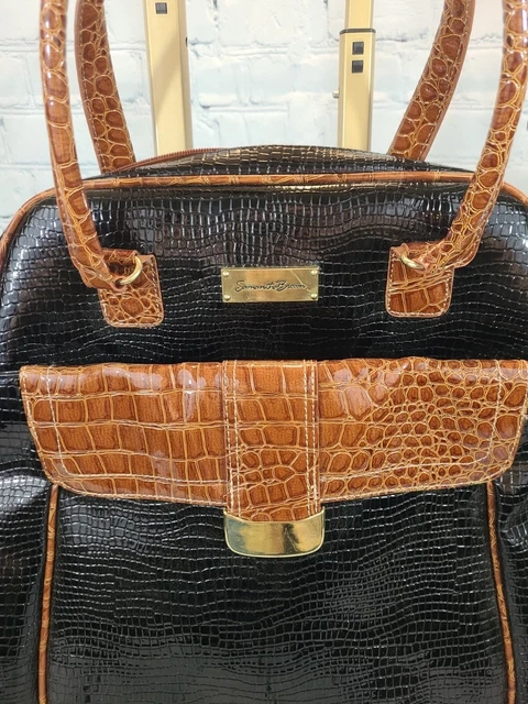 Samantha Brown Carry On Croco Black Brown 18" Rolling Weekender Clean EUC 2
