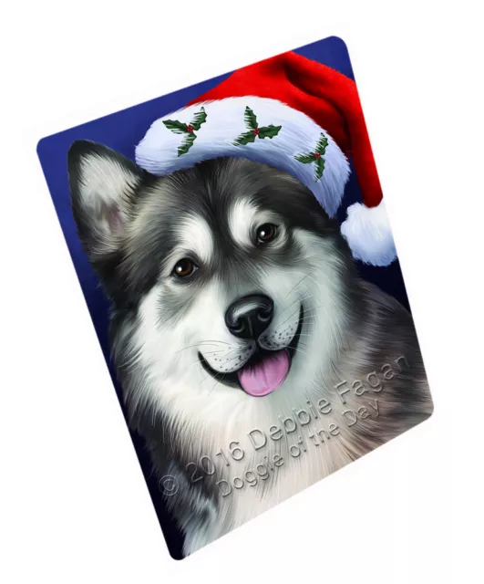 Christmas Alaskan Malamute Dog Holiday Santa Hat Woven Throw Sherpa Blanket T01