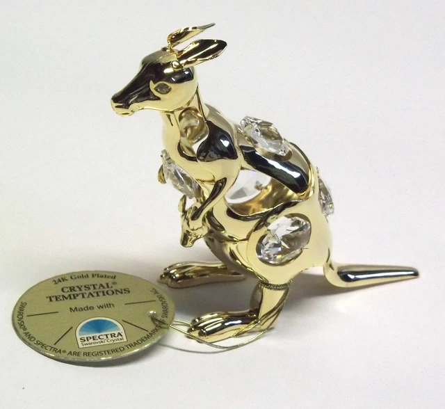 3747 Kangaroo Canguro Cristal de Swarovski Estrás 24K Dorado Spectra Cristal