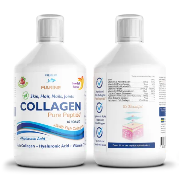 Kollagen Collagen Hydrolysat 10 000mg 500ml+Hyaluronsäure, Anti-Aging&Gelenke