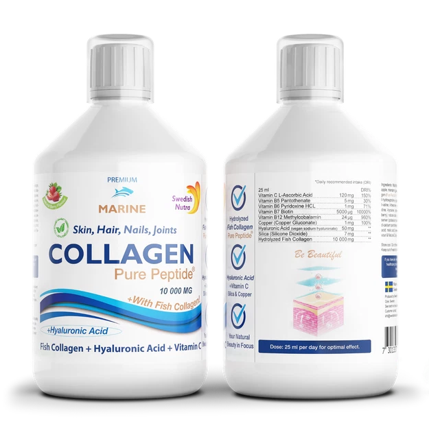 Kollagen Collagen Hydrolysat 10 000mg 500ml+Hyaluronsäure, Anti-Aging&Gelenke