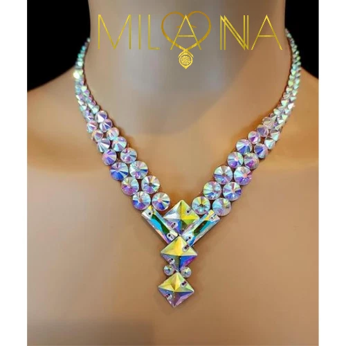 Women Ballroom Dance Jewelry Accessories Necklace Crystal AB 