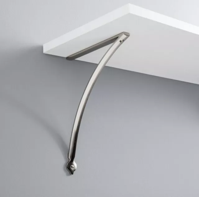 Signature Hardware 4" KEETON SOLID BRASS SHELF BRACKET BRUSHED NICKEL PACK OF 4