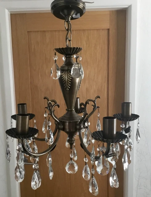 5 Arm Crystal  Droplet Chandelier Ceiling Light 2