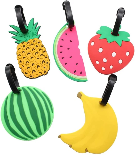 Mziart Colorful Fruits Luggage Tags Baggage Suitcase Backpack Labels, Set of 5 (