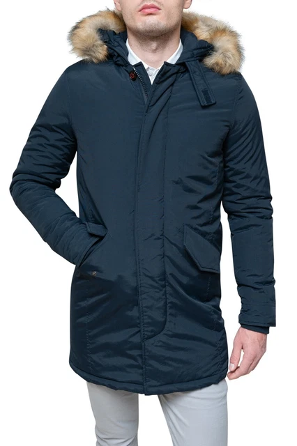 Giubbotto Uomo Parka Invernale Blu Scuro Slim Fit Giacca Piumino Casual