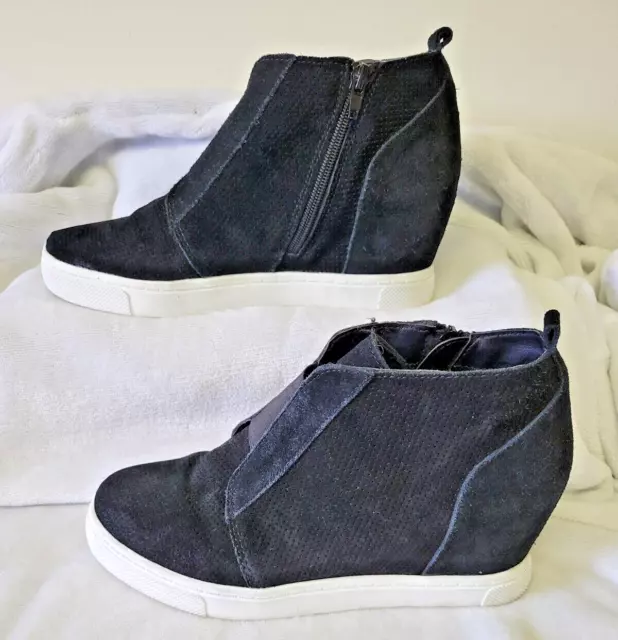 Steve Madden Wavery Black Suede Wedge Ankle High Sneaker Women's US Size 9.5