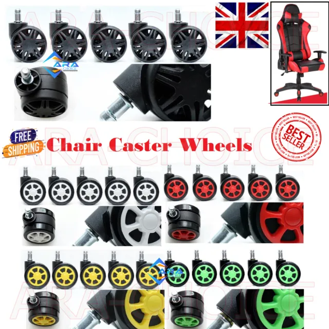 5x Universal Replacement Castor Wheels Computer Office Chair Rubber Caster Wheel