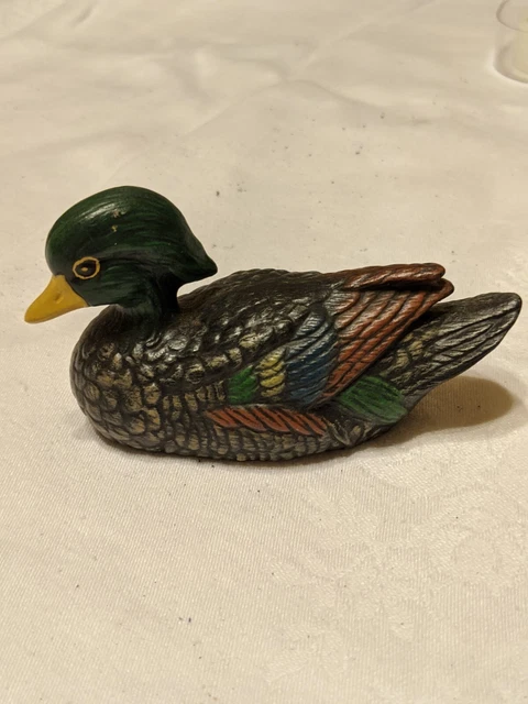 Ceramic Hand Painted Mallard Duck Figurine.