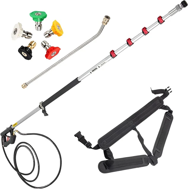 VEVOR Telescoping Pressure Washer Wand, 20 ft 5-Section Length 20 ft, Silver