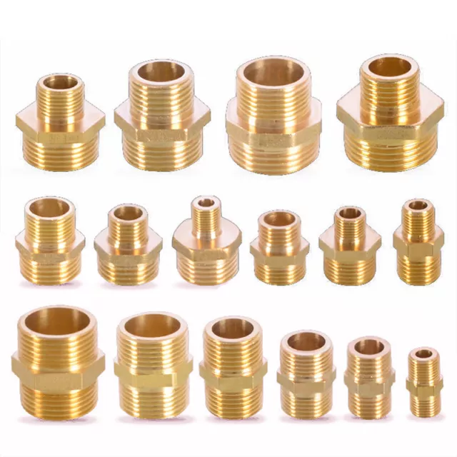 Hex Pipe Nipple BSP Male Thread Brass Connector Coupler 1/8" 1/4" 1/2" 3/8" 1"