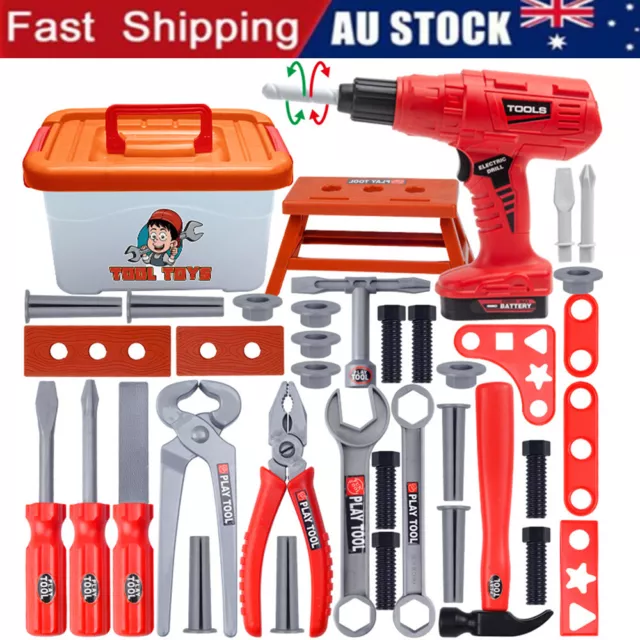 Simulation Kids Tool Set with Toy Drill Tool Box Pretend for Play Construction