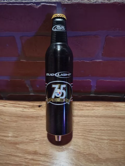 Steelers 75th season Bud Light aluminum beer bottle tap handle. 3/8-16 fitting Steelers 75th season Bud Light aluminum beer bottle tap handle. 3/8-16 fitting