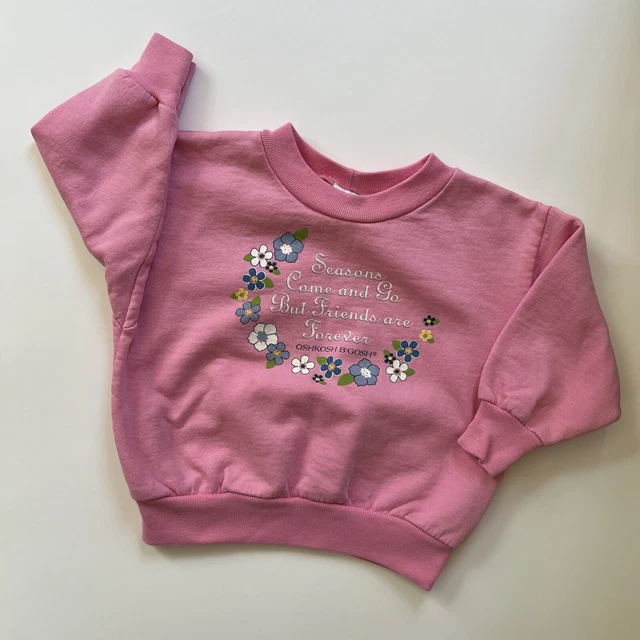 Vintage Osh Kosh Pink Graphic Sweatshirt Floral Size 2T
