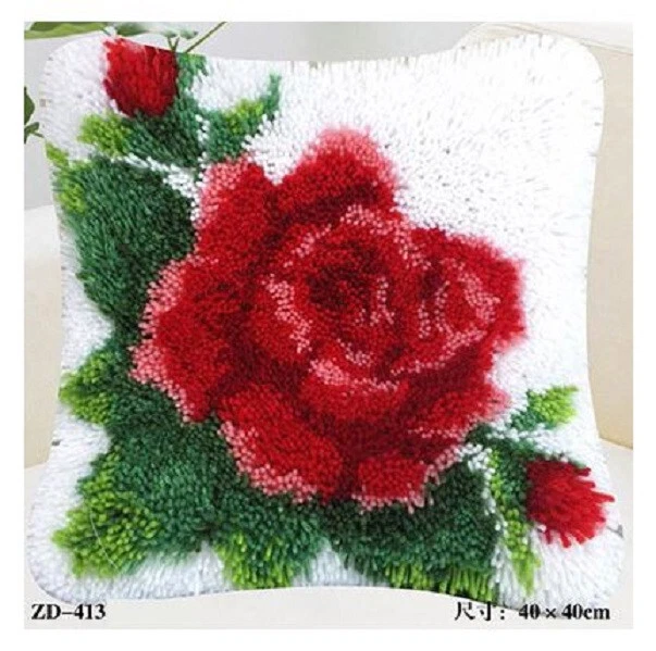 Knüpfkissen * Bastelset * Kreativ * OVP * rote Rosen * 40 x 40