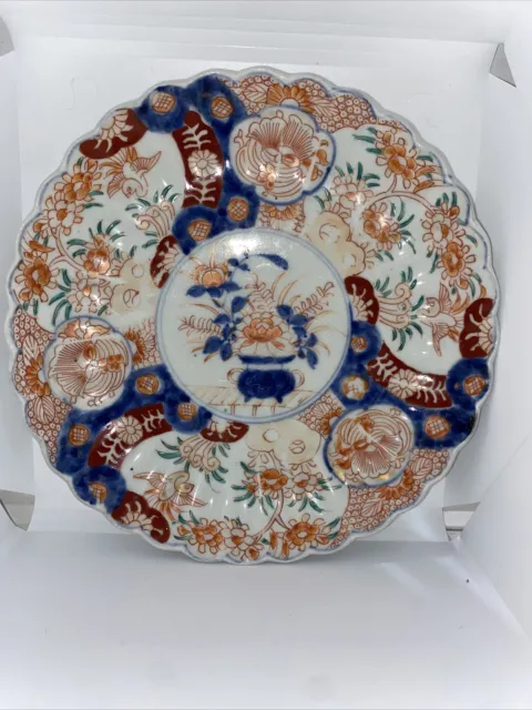 Antique Japanese Imari Scalloped Plate Porcelain 19th C Meiji Period