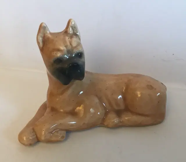 ceramic or porcelain Boxer Dog Figurine Glossy vintage