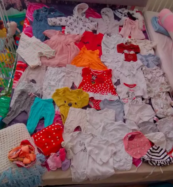 Huge Bundle Baby Girl Clothes essential 0 - 2 years old by next,h&m, disney ,etc