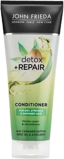Acondicionador de desintoxicación y reparación John Frieda 250 ml, hidratante y suavizante para secado,