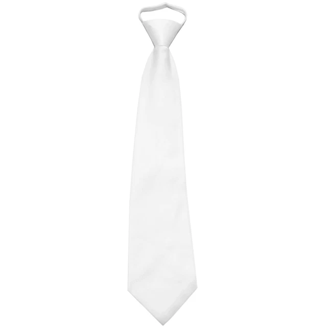 New Polyester Men's ready knot zipper pre tied neck tie only solid formal white