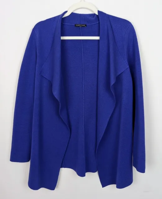 EILEEN FISHER Purple Silk/Cotton Knit Draped Cardigan Sweater Open Front sz.L