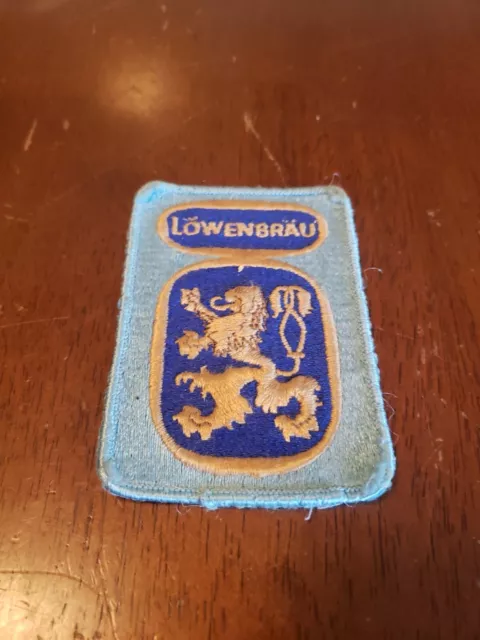 Lowenbrau Munich Lion Brewing Beer Distributor Blue Cloth Patch 1970s NOS New