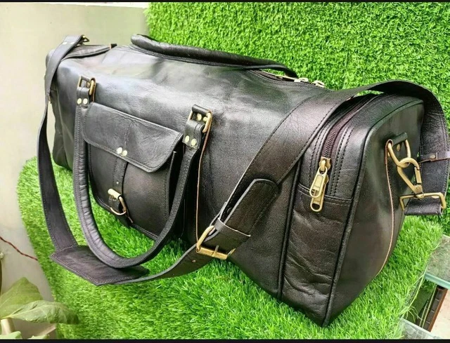 Grand sac de voyage en cuir noir 30'' sac de voyage week-end vacances sac...