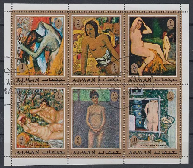 Ajman 1971 used Mi.817/22 A Klbg. Gemälde Paintings Manet Renior Kunst Art