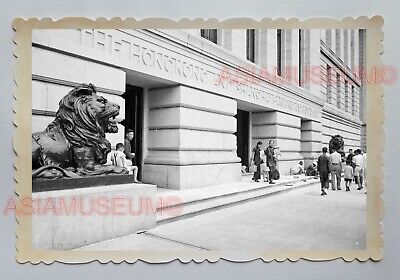 Hong kong and Shanghai Bank Lion Statue VINTAGE B&W CENTRAL Photo 22902 香港旧照片