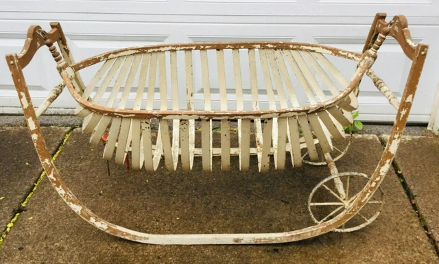 Antique Bentwood Field Crib Ford Johnson Co Michigan Old Chippy White Paint 1870