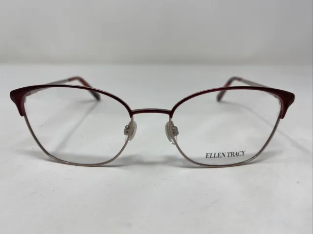 Ellen Tracy DARTRY WINE 54-17-135 Red Wine Metal Full Rim Eyeglasses Frame WQ49