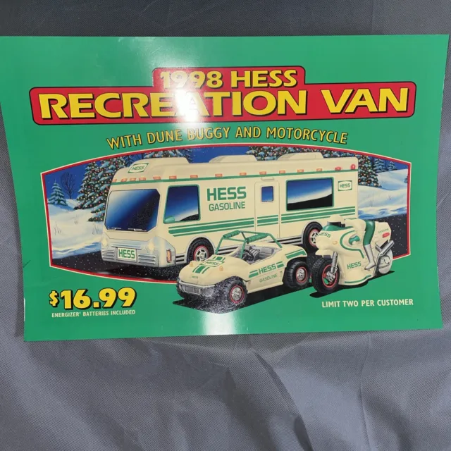 Vintage 1998 Hess Advertising Display Sign Poster Recreation Van Dune Buggy