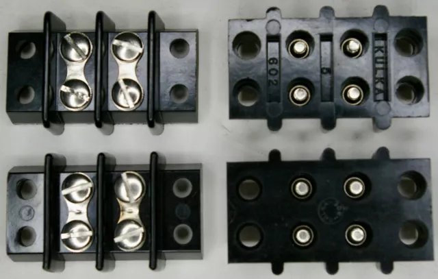 2-142 Style Terminal Block 2 pos  #8 Screw 0.563 Spacing  Mfg by KULKA 602 4 pcs