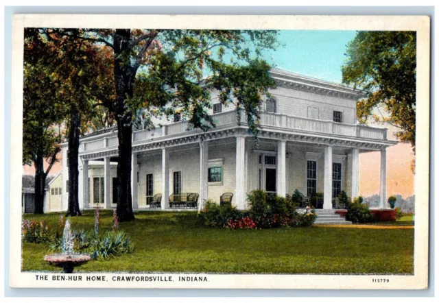 c1940 Exterior Ben-Hur Home Crawfordsville Indiana IN Antique Vintage Postcard