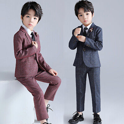 Boys Suits Piece Boys Wedding Suit Page Boy Party Prom Navy Blue Red 2-11Years
