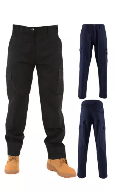 Mens Cargo Combat Work Trousers Size 28 to 52 Black Navy - Machine Washable UK
