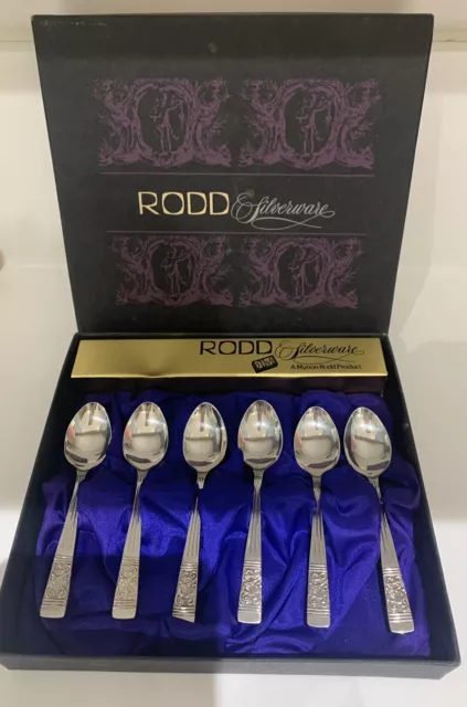 Vintage Rodd EPNS Silver Plated Egg Spoons In Berkeley  Pattern x 6 In Box