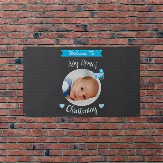 Personalisiert Welcome To Name Taufe Blau Jungen 1.5x0.9m Banner